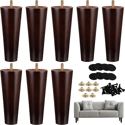 8 PCS Furniture Couch Legs 6 Inch Round Solid Wood Sofa Legs Natural Wooden • $17.99