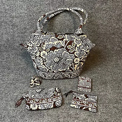 Vera Bradley Handbag Floral Shoulder Bag Weekender 5 Pc Set • $118.72