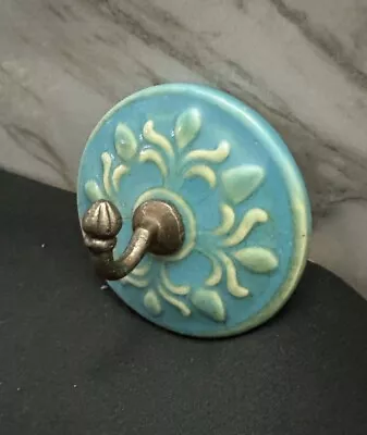 Vintage Ceramic & Brass Wall Hook • $10