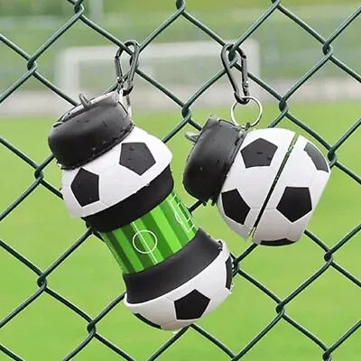 Foldable Water Bottle Cups Mug Outdoor Sports School Leakproof Portable Football • $18.68