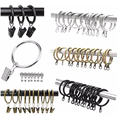 *Metal Curtain Rings Hanging Hooks For Curtains Rods Pole Voile Heavy Duty Rings • £1.99