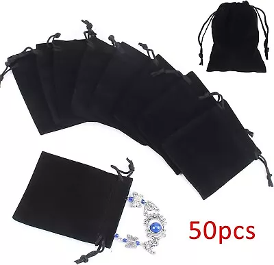 50 Quality Velvet Jewellery Drawstring Wedding Gift Favour Pouches Bags • £5.95