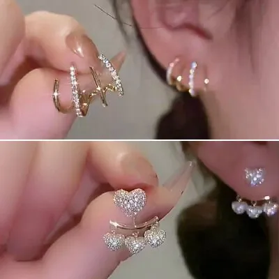 Gorgeous Crystal Zircon Flower 925Silver Earrings Stud Dangle Drop Wedding Women • $1.57