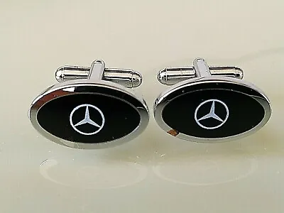 New Mercedes-Benz Cuff Links Logo Chrome Oval  Box • $14.47