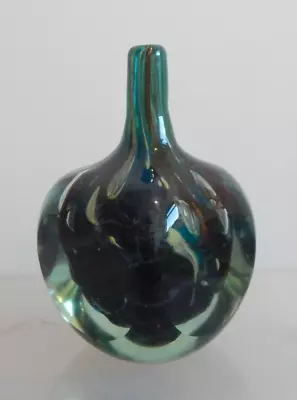 £44.97 • Buy Vintage Mdina Blue & Brown Glass Cube Vase - 1978 - 17.5cm Tall - 1.9Kg