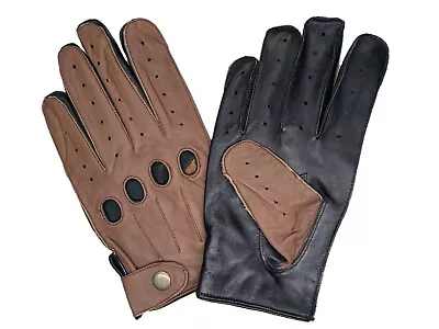 MEN'S CHAUFFEUR  REAL SHEEPSKIN LEATHER CAR DRIVING GLOVES With Snap • $20