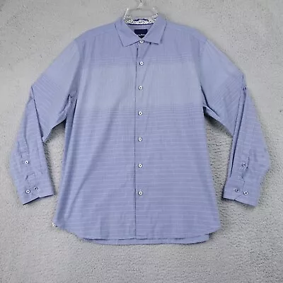 TOMMY BAHAMA Mens Shirt Blue Ombre Stripe Cotton Button Up  Size Medium • $21.24