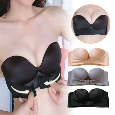 Girl Push Up Adjustable Breathable Bra Strapless Front Buckle Underwear LO • £8.24