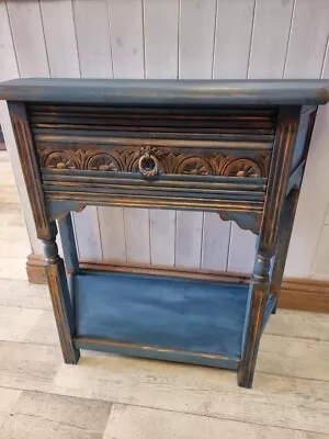 £250 • Buy Upcycled Side Console Hall Table Painted Annie Sloan Chalk Paint Nautical Teal