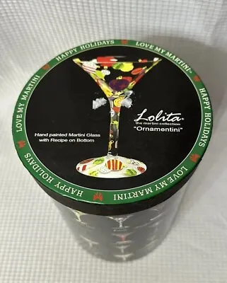 NIB Lolita Santa Barbara Design Love My Martini Ornamentini Hand Painted Glass • £20.84
