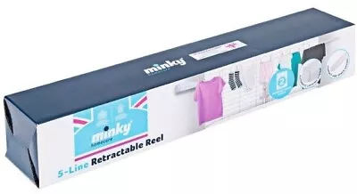 Minky Compact 5 Retractable Adjustable Clothes Washing Reel Line Airer - White • £18.99