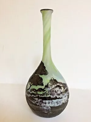 Large Genuine Signed Emile Galle  Landscape  Glass Vase In Great Condition • £975