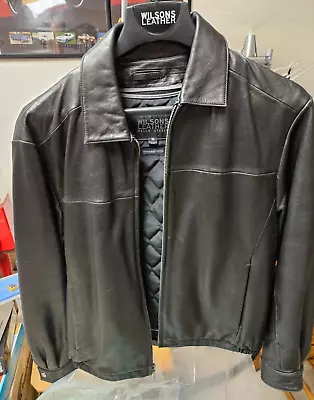 Wilsons Black Leather Bomber Jacket Men's Size M With Zip Out Thinsulate Liner • $39.99