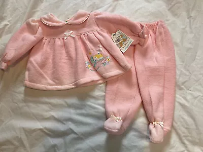 Vintage Baby Girls Outfit Cradles Pink Cozy Cottage Embroidered 6/9m NWT • $15