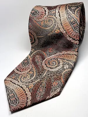 STACY ADAMS 65  Extra Long Handmade Tie Men's Orange Black Brown Paisley NEW • $11.99