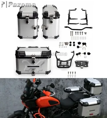 Motorcycle Side & Top Case + Bracket Kits For Harley Pan America 1250 2021-2023 • $2192.51