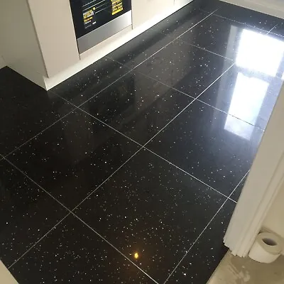 Black Sparkly Quartz Tiles 400mm X 400mm X 10mm • £52