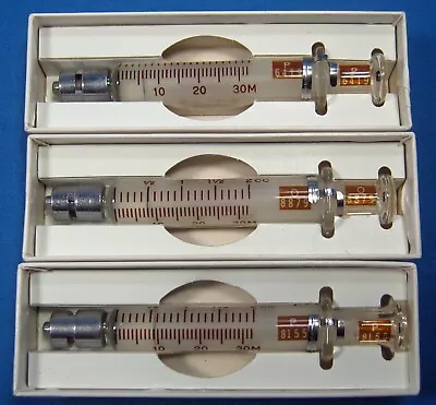 Vintage Yale Luer-lok 2cc Glass Syringes X3 New Old Stock Free Shipping     C • $16