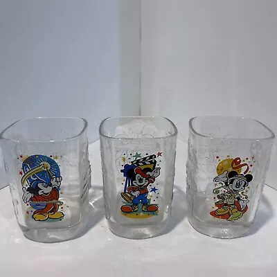 Walt Disney World Mickey Mouse McDonald’s Glass Cups 2000 Set Of 3 • $8.39