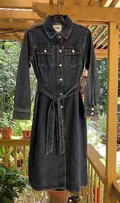 $50 • Buy Zara Denim Long Sleeves Midi Dress Size (xs,s,m)