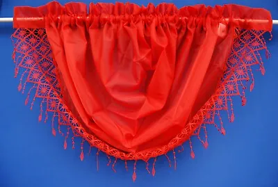 £5 • Buy Elana Voile Scarlet Swags With Macrame Shaped Tassels Edging Net Curtain Lounge 