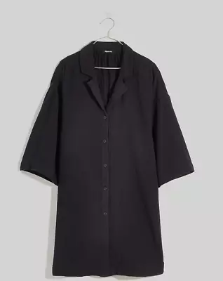 Madewell $65 Lightspun Swim Cover Up Mini Shirt Dress Size S Black NJ876 • $40