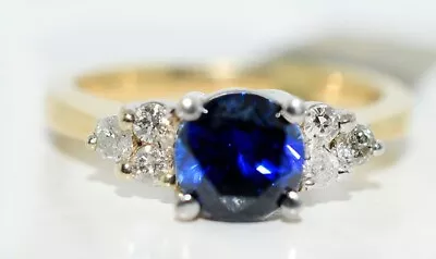 AAA TANZANITE 0.88 Cts & GENUINE DIAMONDS RING 10K YELLOW GOLD - New With Tag • $0.99