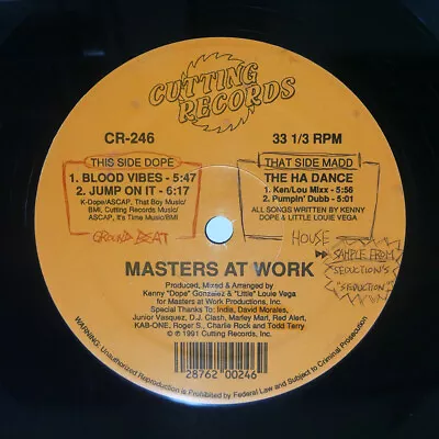 Masters At Work Blood Vibes Cutting Cr246 91.us-original Vinyl 12 • $10.99