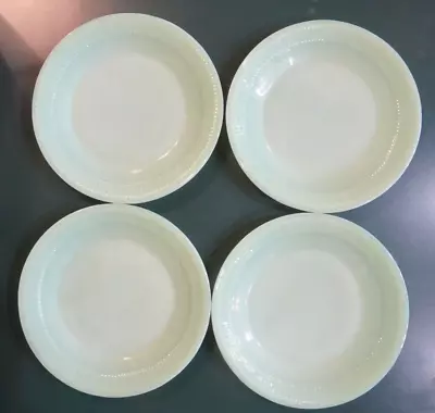 4 Vintage Fire King Jane Ray Ribbed Jadeite 9  DINNER PLATES - MINT • $59.95