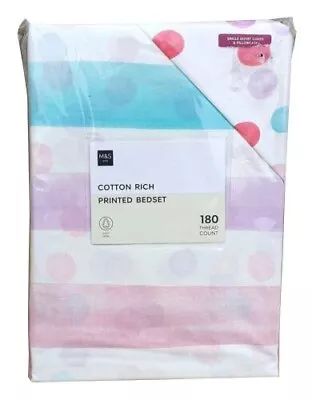 MARKS & SPENCER Single Duvet Quilt Cover & Pillowcase White Multi Stripe MRRP£19 • £14.99