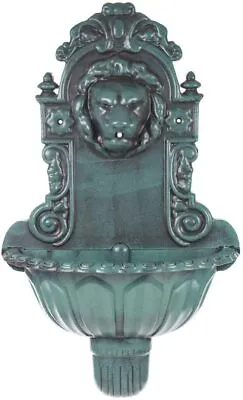 New Lion Head Water Feature Bird Bath Water Fountain Antique Green Wall Mounted • £39.95