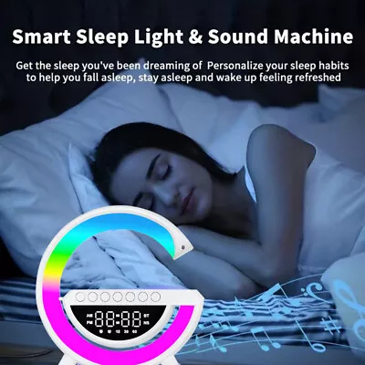 Smart Led Wireless Charging Alarm Clock Night Light Radio Bluetooth Speaker RGB • $22