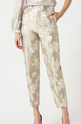 $45 • Buy Scanlan Theodore Brocade Trousers Size 6 Gold And Silver