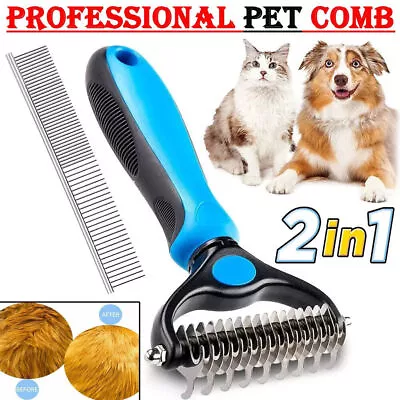 Professional Dog Cat Pet Comb Brush Dematting Undercoat Grooming Comb Rake Tool • £6.49