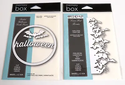 2 NEW Memory Box Die Sets ~ STITCHED HALLOWEEN CIRCLE FRAME + CAVE BAT BORDER • $16.99