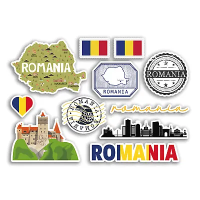 A5 Sticker Sheet Romania Vinyl Stickers - Map Country Holiday Flag Travel #78484 • £3.99