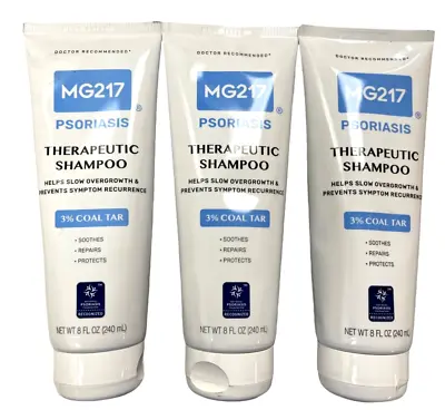 MG217 Psoriasis SHAMPOO MAX STRENGTH 3% Coal Tar 8oz  ( 3 Pack ) NEW LOOK ^ • $35.95