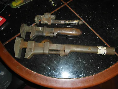 Lot Of 3 Antique Tools Adjustable Monkey WRENCHES Adjustable Railroad NICE READ • $35
