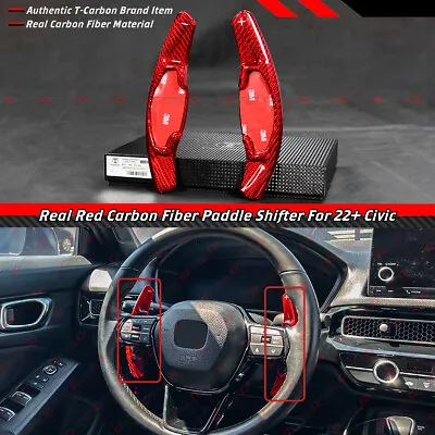 For 22-2024 Honda Civic Red Carbon Fiber Steering Wheel Paddle Shifter Extension • $69.99