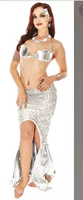 Metallic Sequin Mermaid Costume For Cosplay Or Halloween - SILVER Size SMALL • $19.99