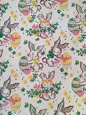 Vtg Easter Bunny Wrapping Paper Gift Wrap Basket Eggs 1940 Nos • $12.95