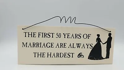 Hanging Marriage Plaque Sign Wedding Wooden Wall Shabby Chic Gift Idea Novelty • £2.99