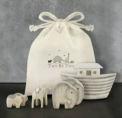 Handmade Noah's Ark Set | New Baby Christening Keepsake Wooden Gift • £11.95