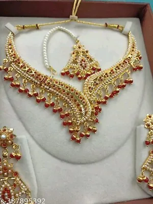 Indian Bollywood Gold Plated Kundan Choker Bridal Necklace Earrings Jewelry Set • $20.24
