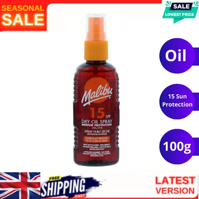 Malibu Sun SPF 15 Non-Greasy Dry Oil Spray For Tanning Medium Protection • £6.99