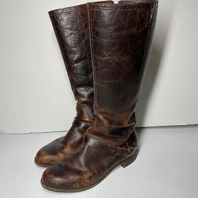 UGG Channing II Boots Womens 8.5 Brown Leather Sheepskin Sock Liner Block Heel • $50