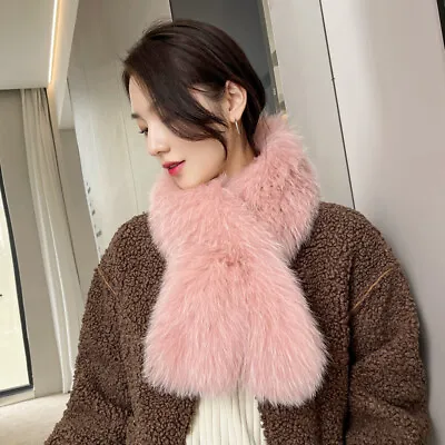 Women's Fluffy Natural Fox Fur Knit Scarves Collar Shawl Warm Neckerchief Wraps • $38.69