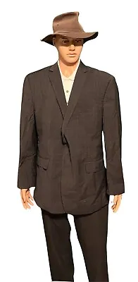 Mark Anthony Mens Suit Jacket Size 48R Gray Pinstripes Single Breasted 2 Button • $34.99
