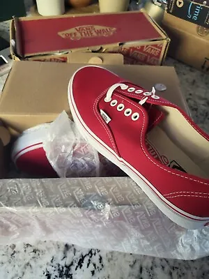 Vans Authentic Red Men's Low Top Canvas Skate Shoes 9.0 • $49
