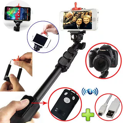 Selfie Stick Heavy Duty Monopod + Bluetooth Wireless Remote For All Mobile Phone • £4.49